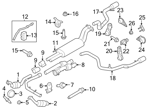 2023 Ford F-150 Rear Muffler And Pipe Assembly Diagram for PL3Z-5230-D