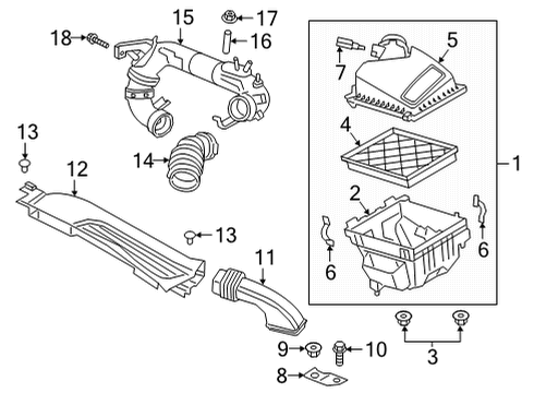 2021 Ford Bronco Sport Air Cleaner Intake Tube Diagram for LX6Z-9C675-C