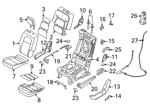 2024 Lincoln Aviator Rear Seat Cushion Cover Assembly Diagram for MC5Z-7863804-MG