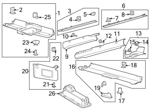 2024 Ford Bronco Visor Assembly Sun Diagram for M2DZ-7804104-CC
