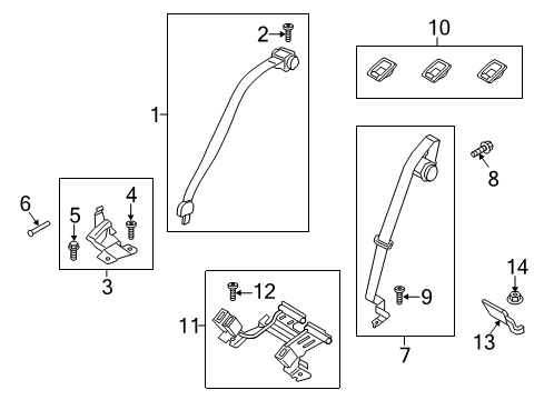 2020 Lincoln MKZ Seat Belt Buckle Assembly Diagram for HG9Z-5460044-AL