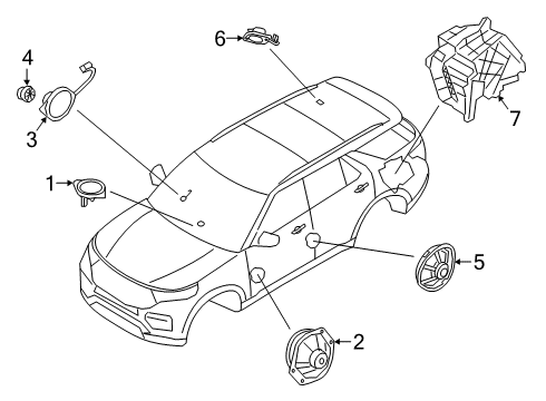 2021 Ford Explorer Speaker Assembly Diagram for LB5Z-18808-F