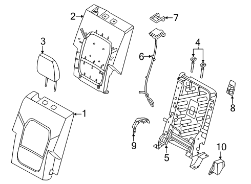 2022 Ford Bronco Rear Seat Back Cover Assembly Diagram for M2DZ-7866600-EE