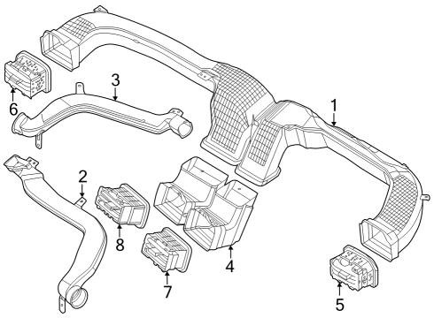 2025 Ford Mustang Air Vent Louvre Assembly Diagram for PR3Z-19893-AC