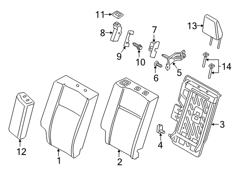 2021 Ford EcoSport Rear Seat Back Cover Assembly Diagram for GN1Z-5866600-NC