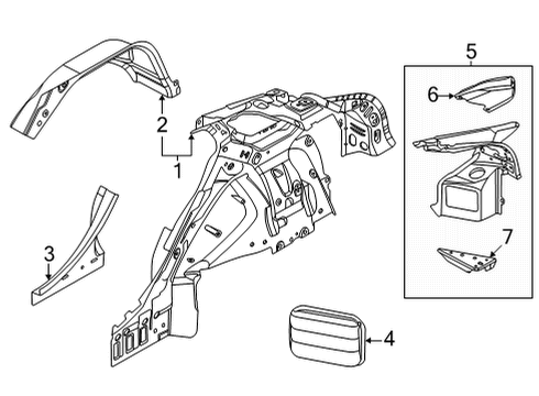 2024 Ford Mustang Mach-E Body Side Panel Diagram for LJ8Z-5827791-D