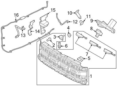 2022 Ford F-150 Radiator Grille Assembly Diagram for ML3Z-8200-ZC