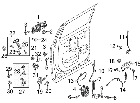 2020 Ford F-150 Door Handle Assembly Outer Diagram for JC3Z-2522404-AD