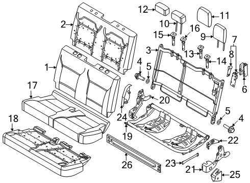 2025 Ford F-350 Super Duty Rear Seat Components Diagram 4