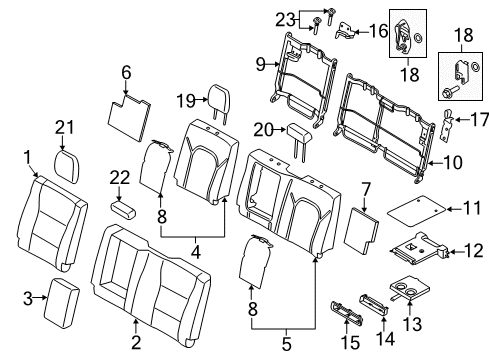 2020 Ford F-250 Super Duty Rear Seat Back Cover Assembly Diagram for KL3Z-1666601-FF