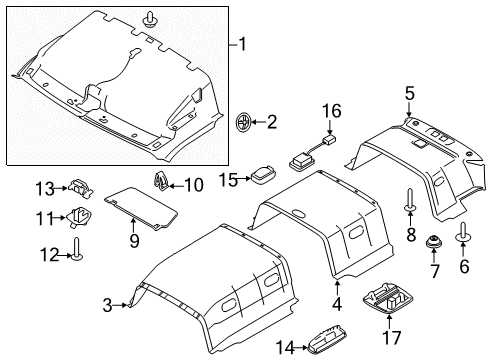 2020 Ford Transit Headlining - Roof Diagram for LK4Z-6151916-GB
