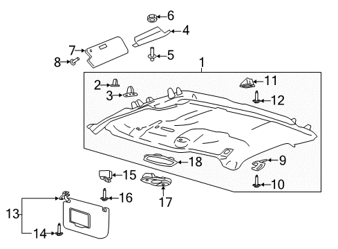 2022 Ford F-250 Super Duty Sun Visor Retainer Diagram for FL3Z-1504132-AM
