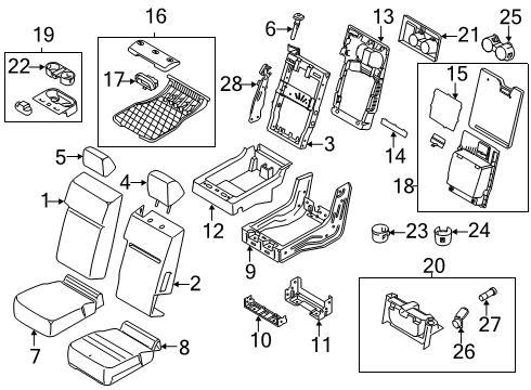 2020 Ford F-350 Super Duty Armrest Assembly Diagram for LC3Z-25644A22-CC