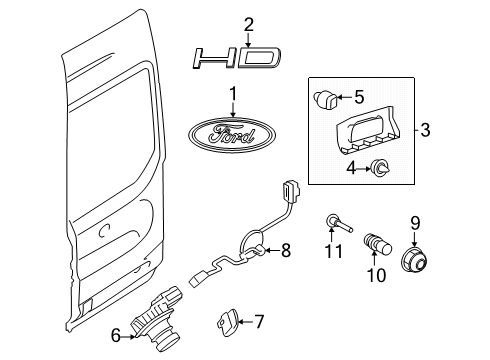 2025 Ford Transit Bumper Assembly - Door Diagram for KK4Z-16758-DC
