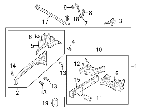 2020 Ford Explorer Front Fender Apron Assembly Diagram for N1MZ-16054-F