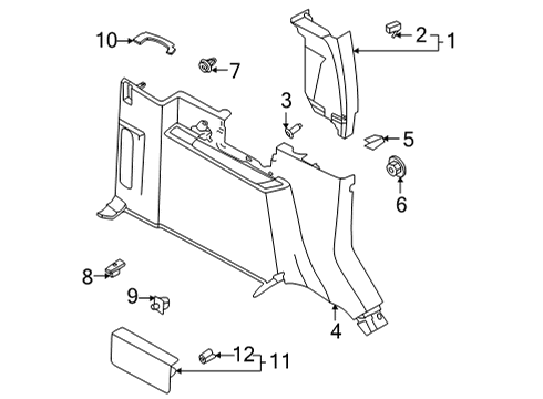 2024 Ford Bronco Quarter Trim Assembly Diagram for M2DZ-7831013-DB