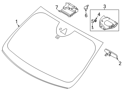 2021 Ford Escape Windscreen Glass Diagram for LJ6Z-7803100-M