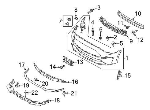 2021 Ford Mustang Bumper Grille Diagram for MR3Z-17K945-AA