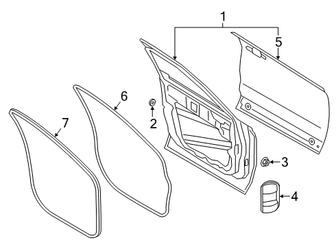 2020 Ford Escape Front Door Assembly Diagram for LJ6Z-7820124-D