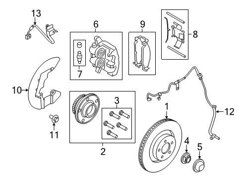 2022 Ford Mustang Brake Caliper Assembly Less Pad Diagram for MR3Z-2B121-C