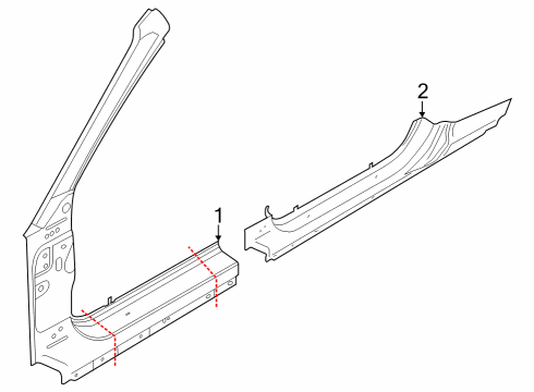 2024 Ford Mustang Body Rocker Panel Diagram for PR3Z-6310129-A