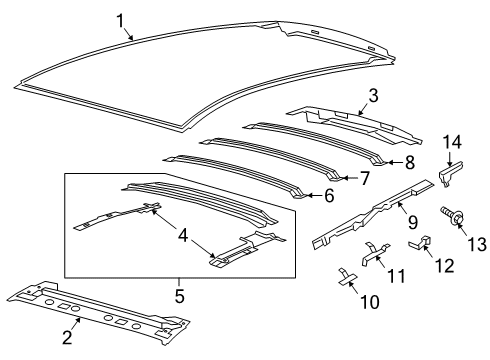 2024 Ford Escape Roof Bow Diagram for LJ6Z-7851294-A
