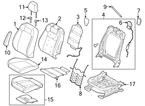 2025 Ford Mustang Cover Assembly Seat Cushion Diagram for PR3Z-5462900-AA