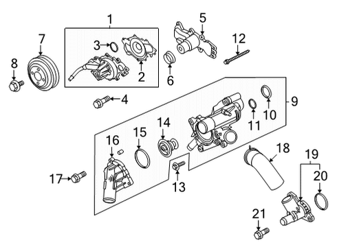2021 Ford F-150 Water Pump Pulley Diagram for ML3Z-8509-A