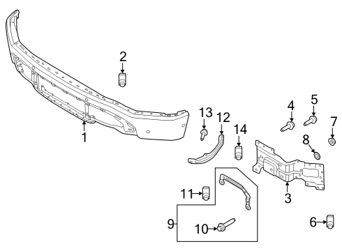 2022 Ford F-150 Lightning Front Bumper Assembly Diagram for NL3Z-17757-B