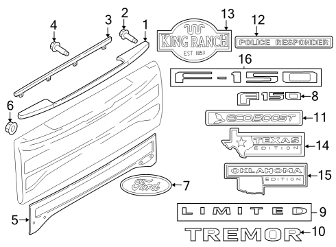 2025 Ford F-150 Name Plate Diagram for NU5Z-9942528-B