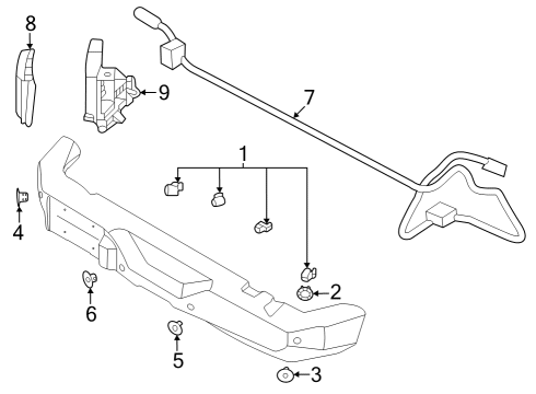 2024 Ford Bronco Parking Aid System Sensor Diagram for NU5Z-15K859-JLPTM