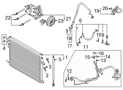 2020 Ford Explorer A/C Condenser, Compressor & Lines Diagram 3