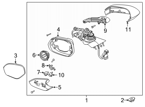 2024 Lincoln Corsair Mirror Assembly Rear View Outer Diagram for LJ7Z-17683-CCPTM