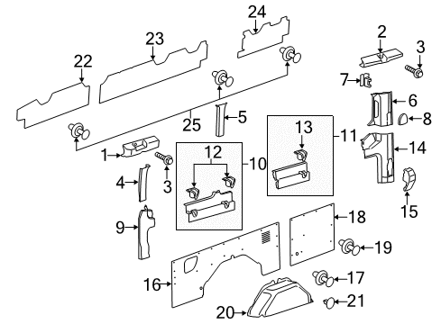 2022 Ford Transit Load Compartment Trim Diagram for LK4Z-6131012-HC