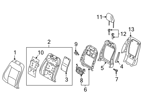 2020 Ford Explorer Seat Back Cover Assembly Diagram for MB5Z-7864416-KA