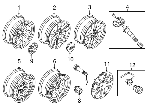 2022 Ford Explorer Wheel Cover Diagram for LB5Z-1130-F