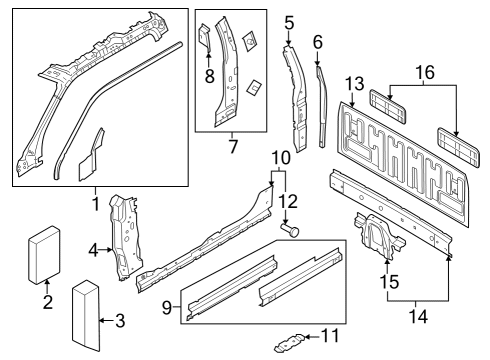 2023 Ford F-350 Super Duty Body Rocker Panel Diagram for ML3Z-1810128-B