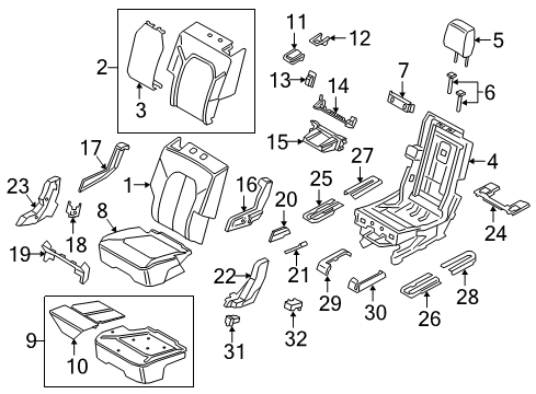 2020 Ford Expedition Rear Seat Cushion Cover Assembly Diagram for JL1Z-7863804-AL