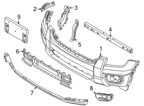 2024 Ford Ranger Front Bumper Assembly Diagram for N1WZ-17D957-AEPTM