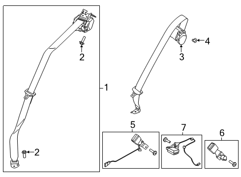 2021 Lincoln Corsair Seat Belt Assembly Diagram for LJ7Z-78611B68-AE