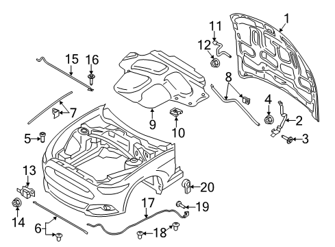 2020 Ford Mustang Hood Stay Diagram for FR3Z-16826-B
