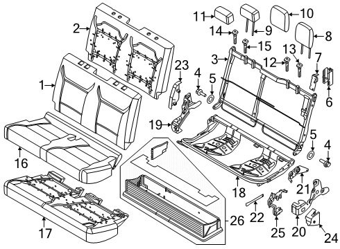 2025 Ford F-350 Super Duty Rear Seat Back Cover Assembly Diagram for NL3Z-1666601-BA