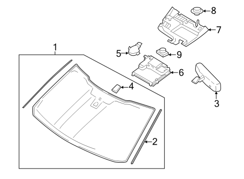 2023 Ford Expedition Windscreen Glass Diagram for NL1Z-7803100-E