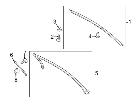 2024 Ford Mustang Retainer Weatherstrip Diagram for PR3Z-6302564-C