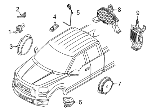 2021 Ford F-150 Speaker Assembly Diagram for MU5Z-18808-B