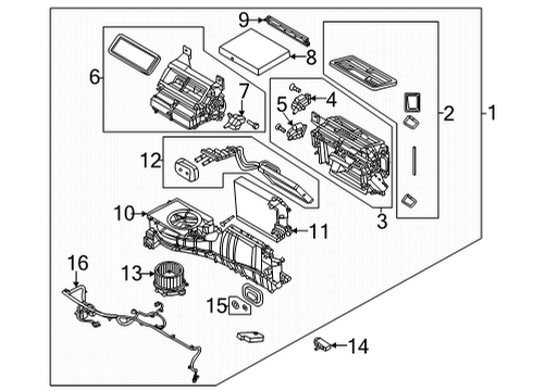 2022 Ford Bronco Evaporator And Housing Assembly Diagram for MB3Z-19B555-ZA