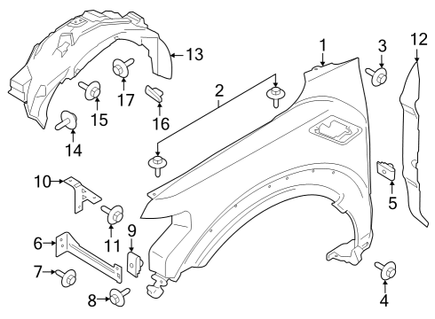 2021 Ford F-150 Front Splash Guard Diagram for ML3Z-16103-H