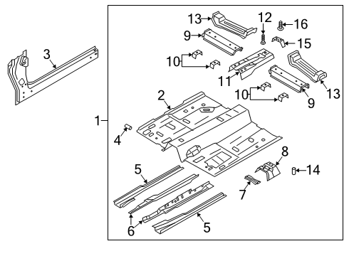 2024 Ford Escape Front Floor Pan Assembly Diagram for LX6Z-7811135-B