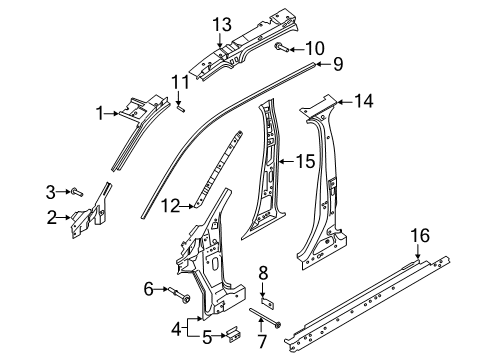 2021 Lincoln Corsair PANEL ASY - "A" PILLAR - INNER Diagram for LJ7Z-7802508-B