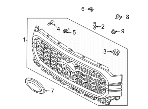 2023 Ford F-150 Radiator Grille Diagram for ML3Z-8200-LBPTM